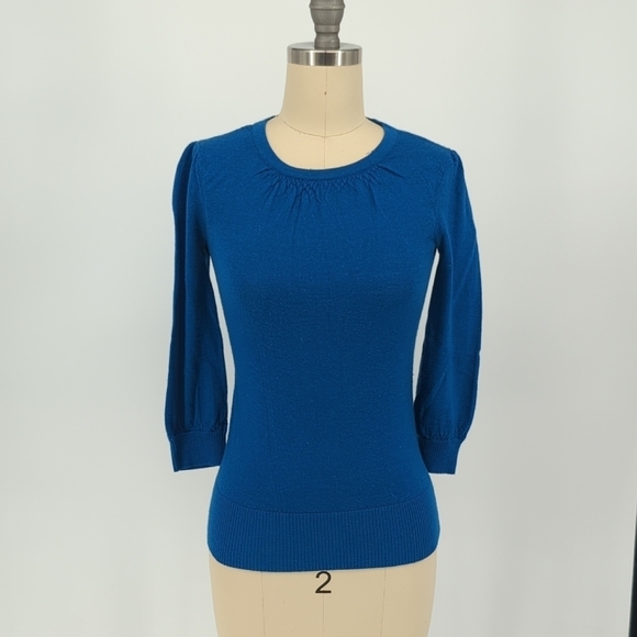Banana Republic Crew Neck Knit Merino Wool Sweater Blue PXS - Picture 1 of 5